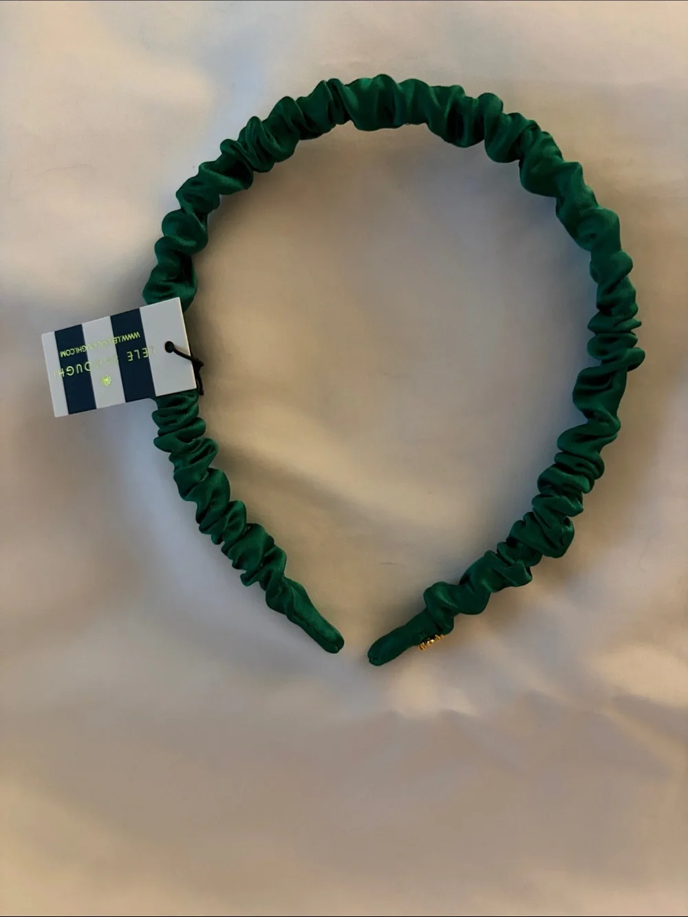 Lele Sadoughi Jessie Silk Headband in Evergreen NWT